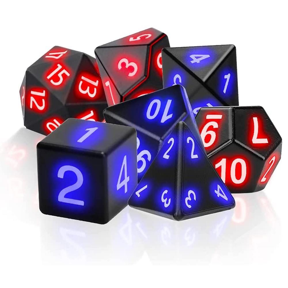 Luminous Electronic Glow Polyhedral DND RPG Game Dice Set of 7