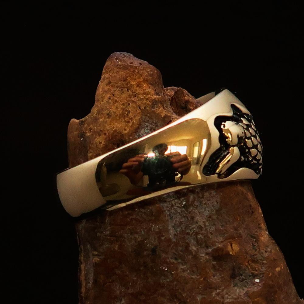 Excellent crafted Men's Band Ring Dragon Snake Antiqued - Brass