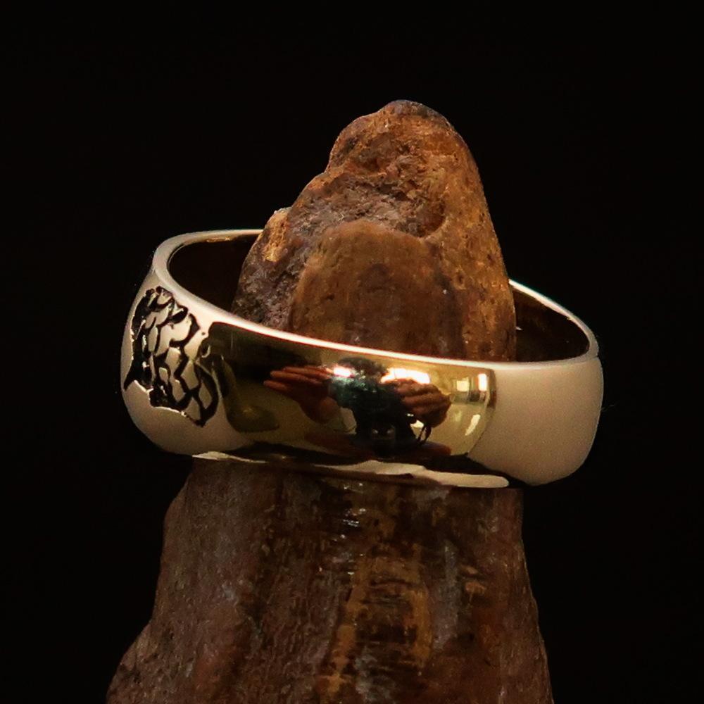 Excellent crafted Men's Band Ring Dragon Snake Antiqued - Brass