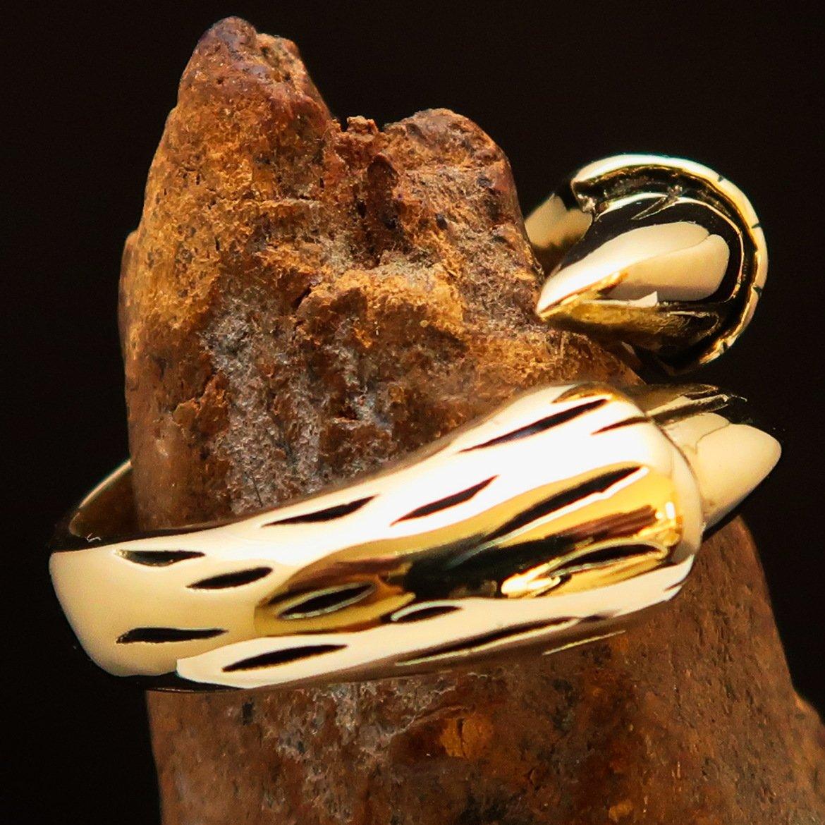 Excellent crafted Men's Band Ring Dragon Claw antiqued - Brass