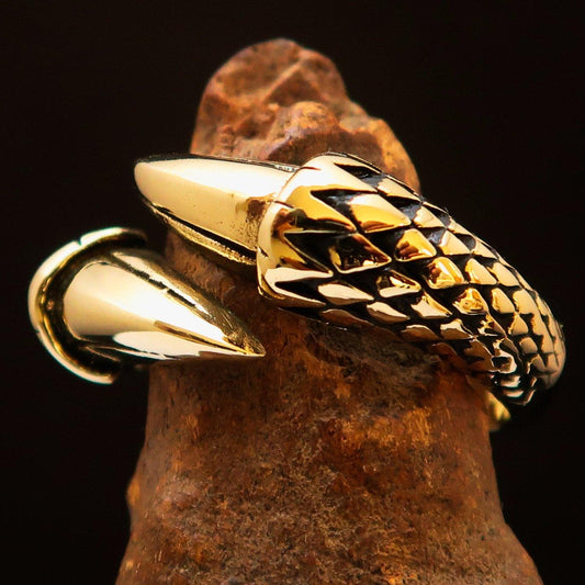 Excellent crafted Men's Band Ring Dragon Claw antiqued - Brass