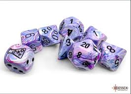 Lab Dice Festive Polyhedral Hydrangea /black 7-Die Set (with bonus die)