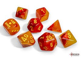Lab Dice Festive Polyhedral Hydrangea Red/Yellow 7-Die Set (with bonus die)