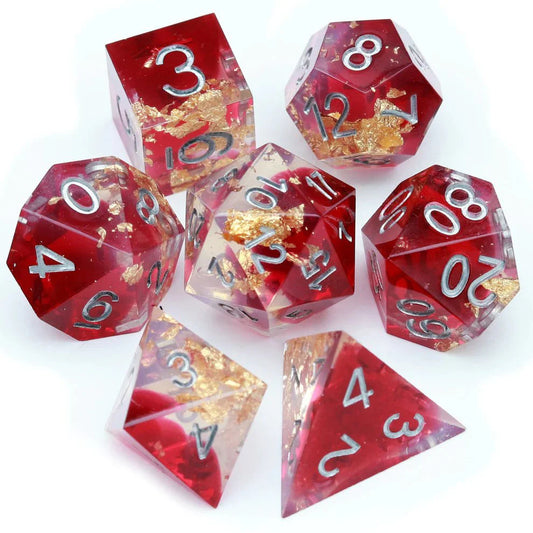 Sharp Edge: Red Clear Gold Foil Dice Set
